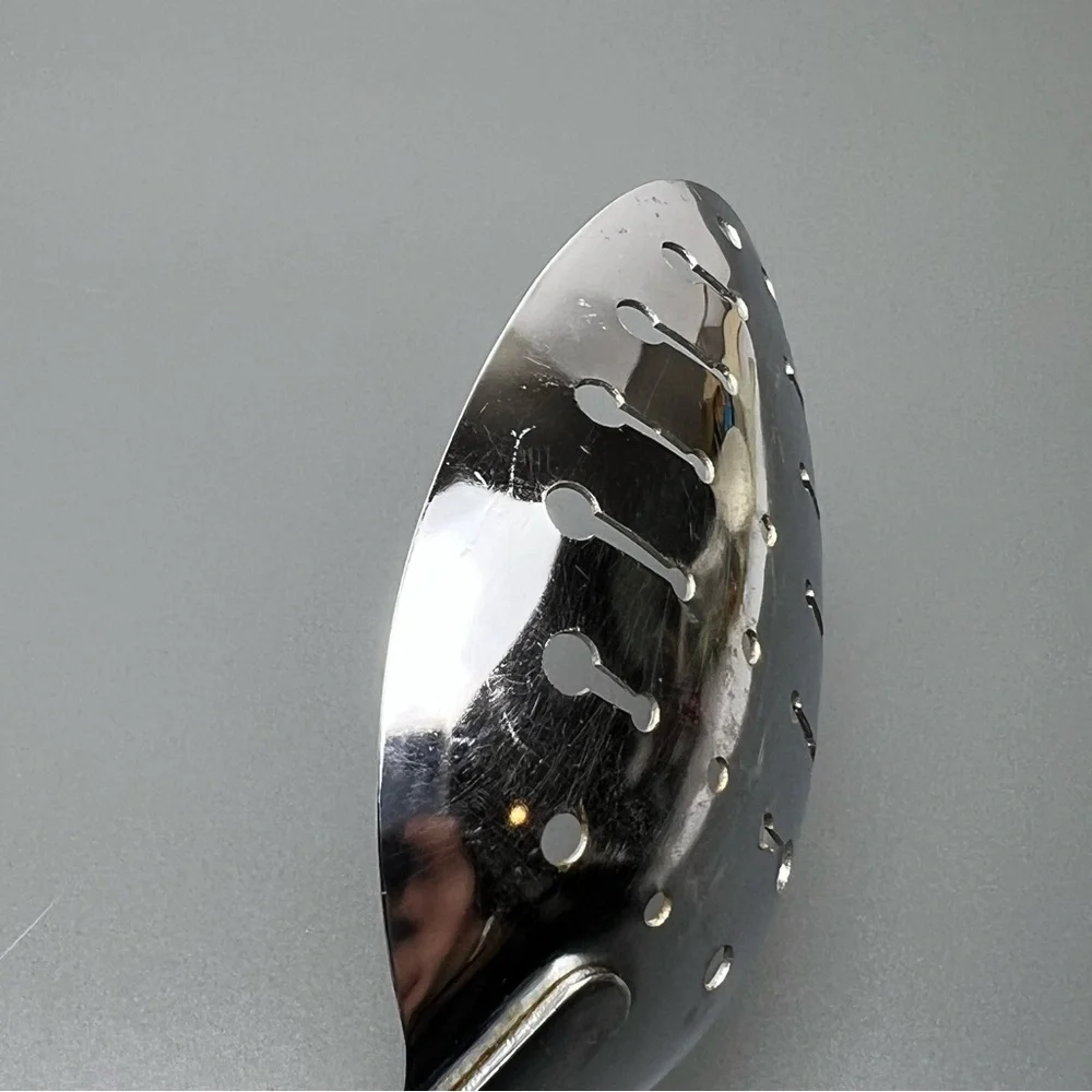 VTG EKCO Chromium Plated Stainless Spotted Spoon With White Handle MCM - Picture 9 of 13